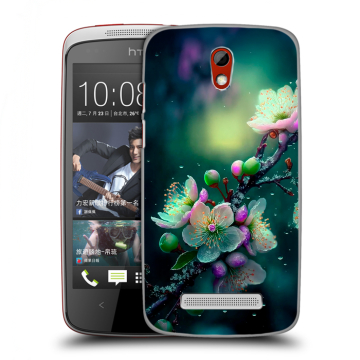 Пластиковый чехол на HTC Desire 500 с принтом Цветы и мрамор Пластиковый чехол на HTC Desire 500 с принтом Цветы и мрамор