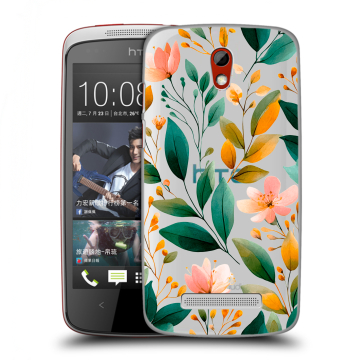 Пластиковый чехол на HTC Desire 500 с принтом Цветы паттерн