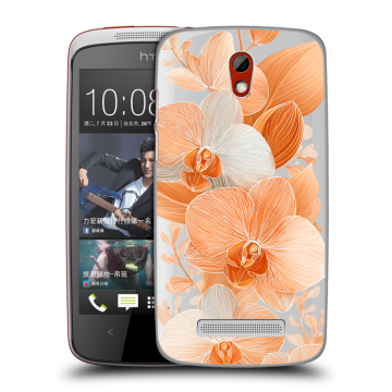 Пластиковый чехол на HTC Desire 500 с принтом Бежевые цветы