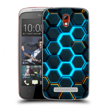 Пластиковый чехол на HTC Desire 500 с принтом Неоновые соты