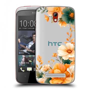 Пластиковый чехол на HTC Desire 500 с принтом Цветы принт