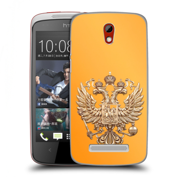 Пластиковый чехол на HTC Desire 500 с принтом Герб Флаг России