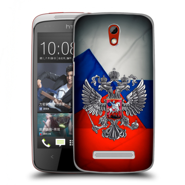 Пластиковый чехол на HTC Desire 500 с принтом Флаг России Пластиковый чехол на HTC Desire 500 с принтом Флаг России