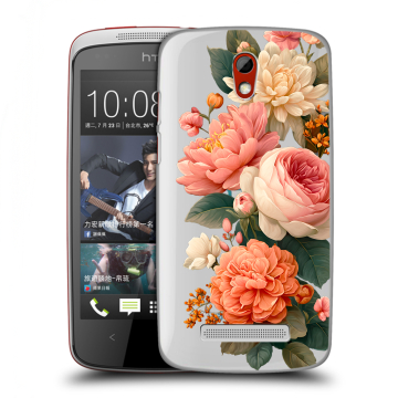 Пластиковый чехол на HTC Desire 500 с принтом цветы
