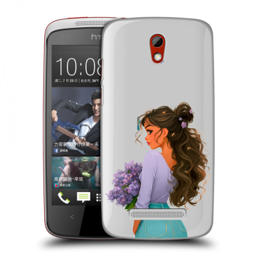 Пластиковый чехол на HTC Desire 500 с принтом девушка цветы