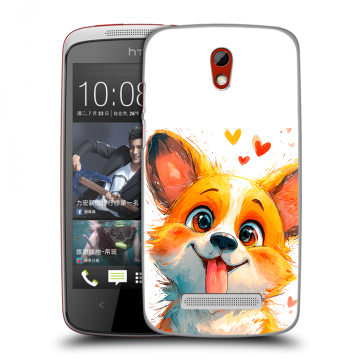 Пластиковый чехол на HTC Desire 500 с принтом корги