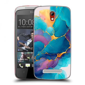 Пластиковый чехол на HTC Desire 500 с принтом Мрамор блестки