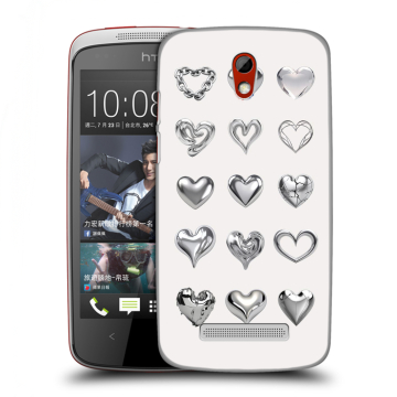 Пластиковый чехол на HTC Desire 500 с принтом Y2K сердечки