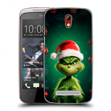 Пластиковый чехол на HTC Desire 500 с принтом Гринч Новый год Рождество