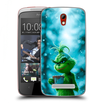 Пластиковый чехол на HTC Desire 500 с принтом Новый год гринч