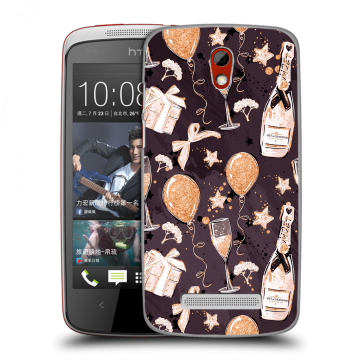 Пластиковый чехол на HTC Desire 500 с принтом Новый год