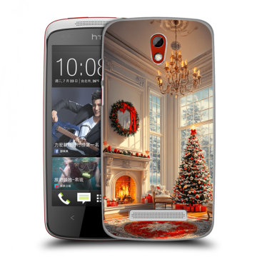 Пластиковый чехол на HTC Desire 500 с принтом Новый год