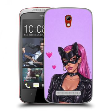 Пластиковый чехол на HTC Desire 500 с принтом женский