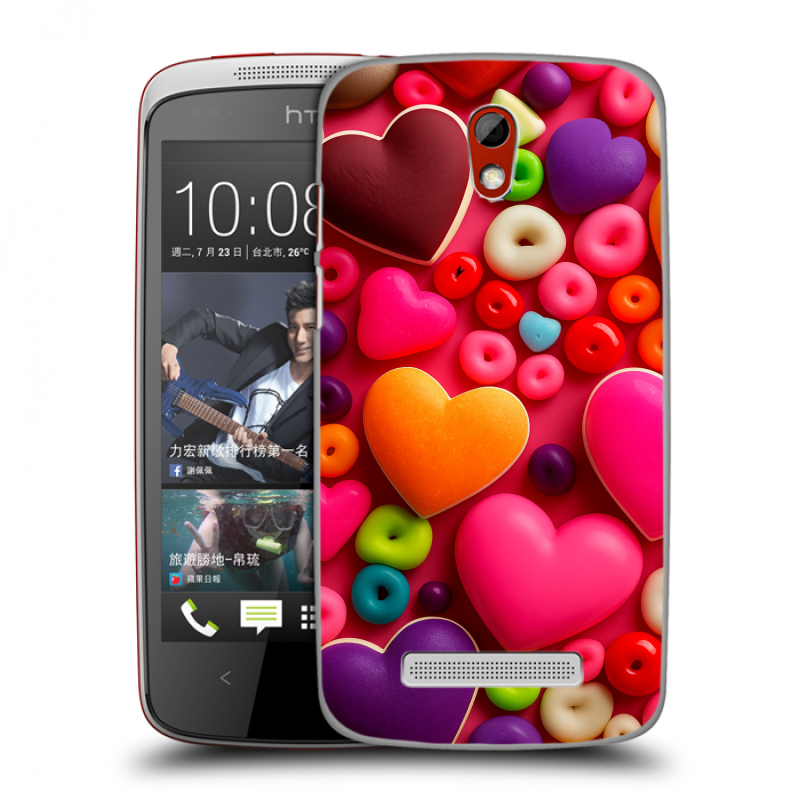 Пластиковый чехол на HTC Desire 500 с принтом Сердечки Пластиковый чехол на HTC Desire 500 с принтом Сердечки