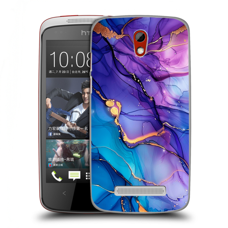 Пластиковый чехол на HTC Desire 500 с принтом синий мрамор Пластиковый чехол на HTC Desire 500 с принтом синий мрамор