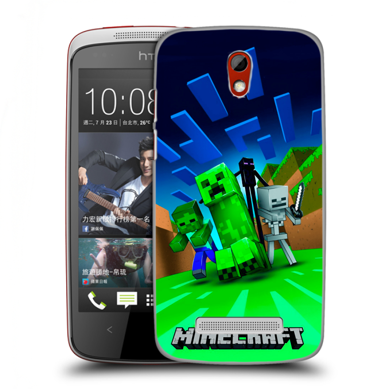 Пластиковый чехол на HTC Desire 500 с принтом Майнкрафт Пластиковый чехол на HTC Desire 500 с принтом Майнкрафт