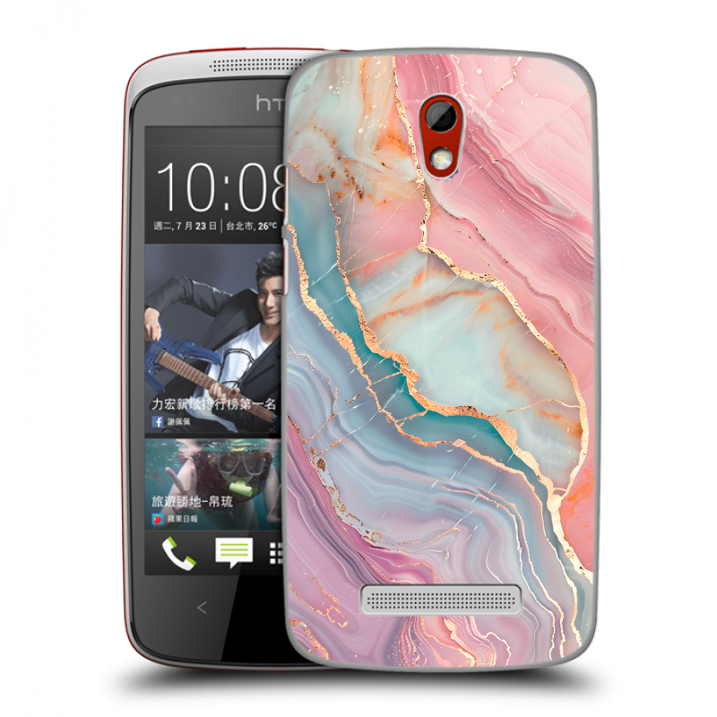 Пластиковый чехол на HTC Desire 500 с принтом розовый мрамор Пластиковый чехол на HTC Desire 500 с принтом розовый мрамор