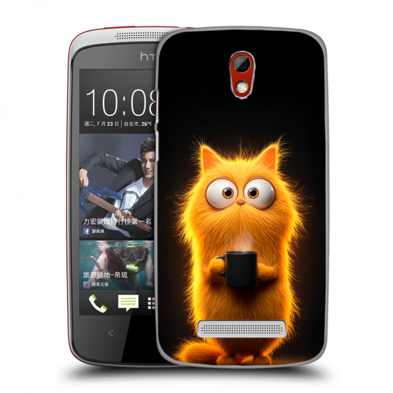 Пластиковый чехол на HTC Desire 500 с принтом Смешной кот Пластиковый чехол на HTC Desire 500 с принтом Смешной кот