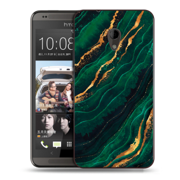 Силиконовый чехол на HTC Desire 700 с принтом Мрамор зеленое золото Силиконовый чехол на HTC Desire 700 с принтом Мрамор зеленое золото