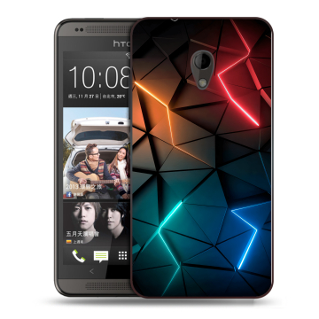 Силиконовый чехол на HTC Desire 700 с принтом Абстракция неон