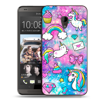 Силиконовый чехол на HTC Desire 700 с принтом Единороги