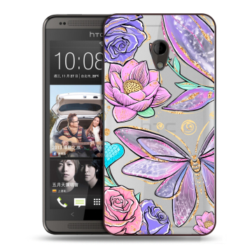 Силиконовый чехол на HTC Desire 700 с принтом Бабочки и цветы Силиконовый чехол на HTC Desire 700 с принтом Бабочки и цветы