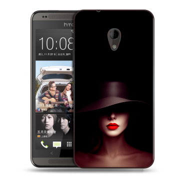 Силиконовый чехол на HTC Desire 700 с принтом Девушка в шляпе