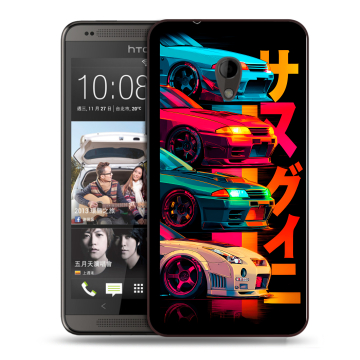 Силиконовый чехол на HTC Desire 700 с принтом Гоночные машины