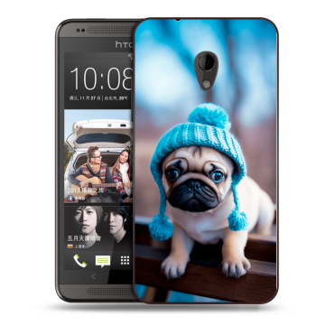 Силиконовый чехол на HTC Desire 700 с принтом Мопс в шапке
