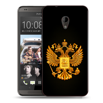 Силиконовый чехол на HTC Desire 700 с принтом Герб России желтый