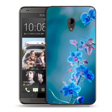 Силиконовый чехол на HTC Desire 700 с принтом Голубые цветы