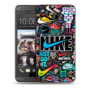 Силиконовый чехол на HTC Desire 700 с принтом найк nike черный Силиконовый чехол на HTC Desire 700 с принтом найк nike черный