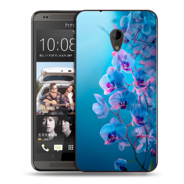Силиконовый чехол на HTC Desire 700 с принтом голубые орхидеи Силиконовый чехол на HTC Desire 700 с принтом голубые орхидеи