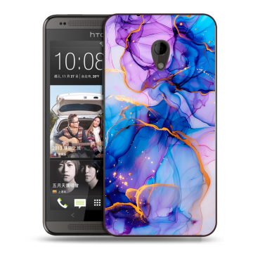 Силиконовый чехол на HTC Desire 700 с принтом синий мрамор