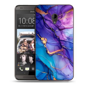 Силиконовый чехол на HTC Desire 700 с принтом синий мрамор Силиконовый чехол на HTC Desire 700 с принтом синий мрамор
