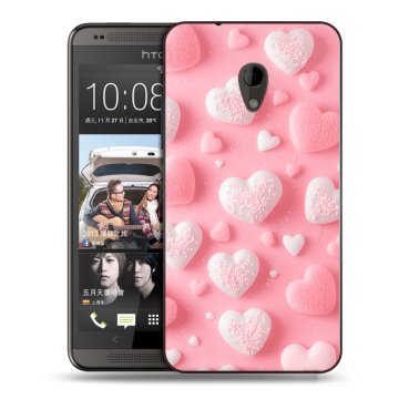 Силиконовый чехол на HTC Desire 700 с принтом Сердечки