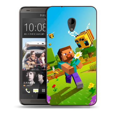Силиконовый чехол на HTC Desire 700 с принтом Майнкрафт Minecraft