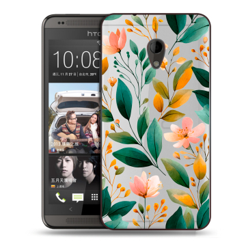 Силиконовый чехол на HTC Desire 700 с принтом Цветы паттерн
