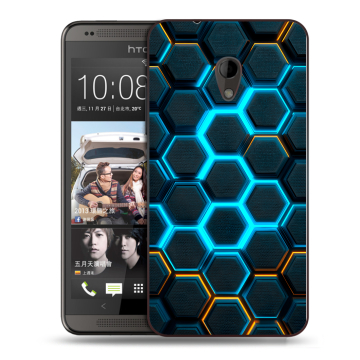 Силиконовый чехол на HTC Desire 700 с принтом Неоновые соты