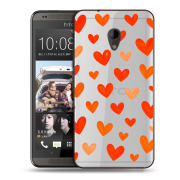 Силиконовый чехол на HTC Desire 700 с принтом Сердечки