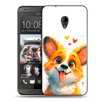 Силиконовый чехол на HTC Desire 700 с принтом корги Силиконовый чехол на HTC Desire 700 с принтом корги