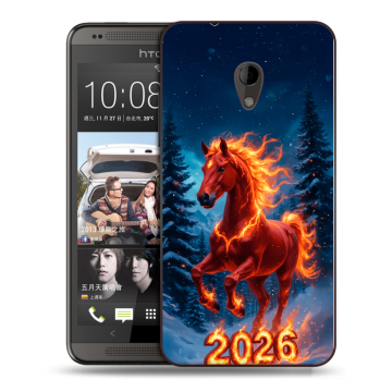 Силиконовый чехол на HTC Desire 700 с принтом Новый год коня