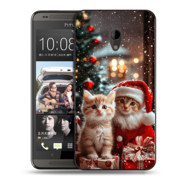 Силиконовый чехол на HTC Desire 700 с принтом Новый год
