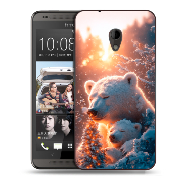 Силиконовый чехол на HTC Desire 700 с принтом Новый год