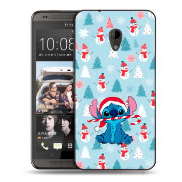 Силиконовый чехол на HTC Desire 700 с принтом Стич Новый год
