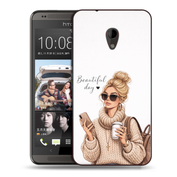 Силиконовый чехол на HTC Desire 700 с принтом женский