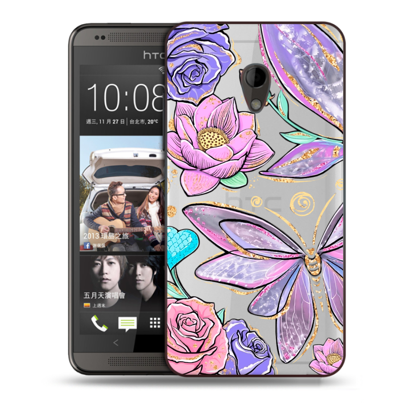Пластиковый чехол на HTC Desire 700 с принтом Бабочки и цветы Пластиковый чехол на HTC Desire 700 с принтом Бабочки и цветы