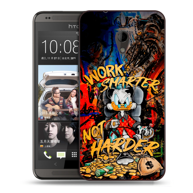 Пластиковый чехол на HTC Desire 700 с принтом Дональд Дак Деньги Пластиковый чехол на HTC Desire 700 с принтом Дональд Дак Деньги