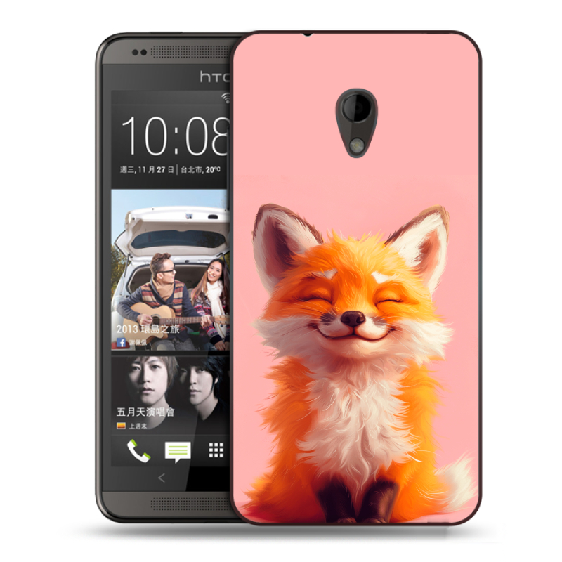 Силиконовый чехол на HTC Desire 700 с принтом милая лиса Силиконовый чехол на HTC Desire 700 с принтом милая лиса
