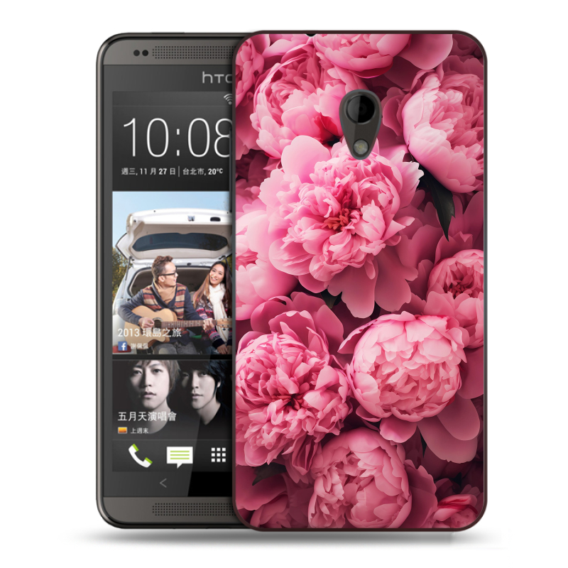 Силиконовый чехол на HTC Desire 700 с принтом цветы пионы Силиконовый чехол на HTC Desire 700 с принтом цветы пионы